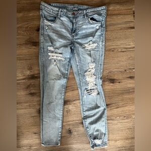 American Eagle Outfitters Ripped Light Blue Jegging Jeans